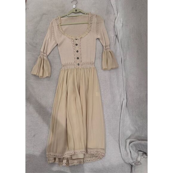 Women’s cream long sleeve dress size M - Picture 1 of 11